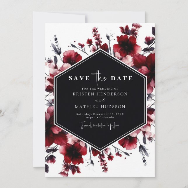 Save The Date Jouer Elegant Crimson Mariage rouge (Devant)