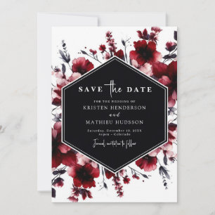 Save The Date Jouer Elegant Crimson Mariage rouge