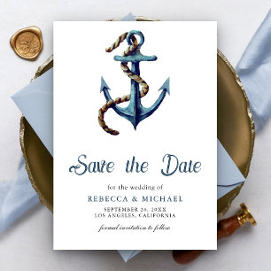 Save The Date Jouer le Mariage de la corde Ancre bleue de la Mar
