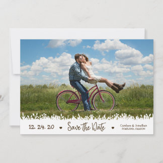 Save The Date Jouer Rustic Foliage Frontière Photo Enregistrer l