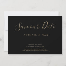 Save The Date Jour Élégant Black Gold Texte Glam Enregistrer not