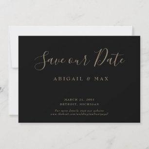 Save The Date Jour Élégant Black Gold Texte Glam Enregistrer not