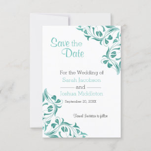 Save The Date Jour moderne Turquoise Floral