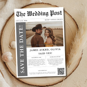 Save The Date Journal Mariage photo rustique moderne QR Code