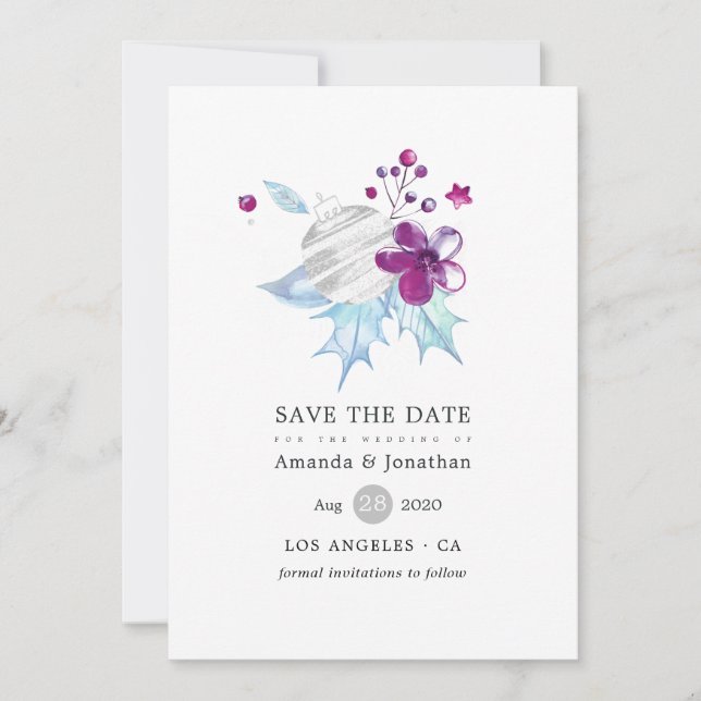 Save The Date Joyeux rustique et Mariage de Noël brillant (Devant)