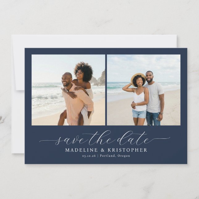 Save The Date Joyful Beach Minimalist Photo Collage (Devant)