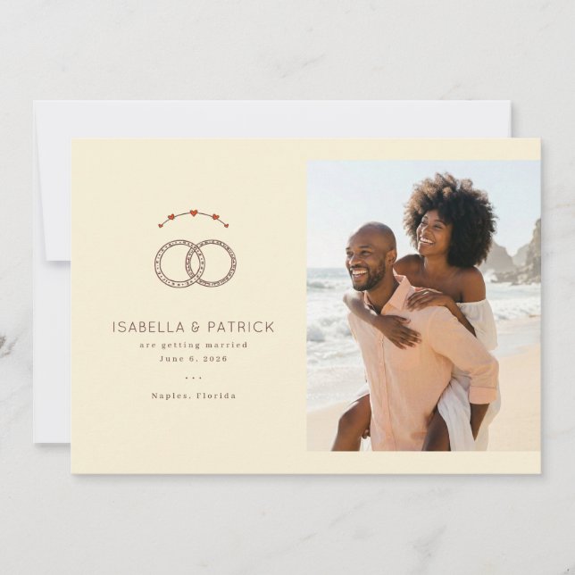 Save The Date Joyful Beige Wedding Rings (Devant)