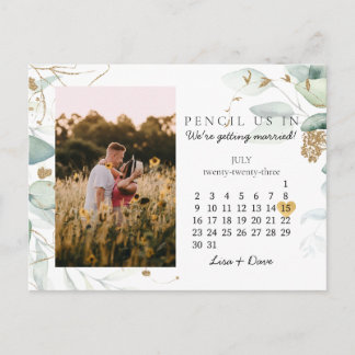Save the Date Juli 2023 Botanisches Elegant Gold Postkarte