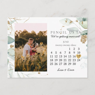 Save the Date Juni 2023 Botanisches Elegant Gold Postkarte