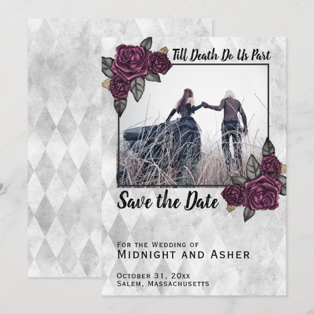 Save The Date Jusqu'à la mort Faisons-nous partie Rose gothique  (Devant / Derrière)