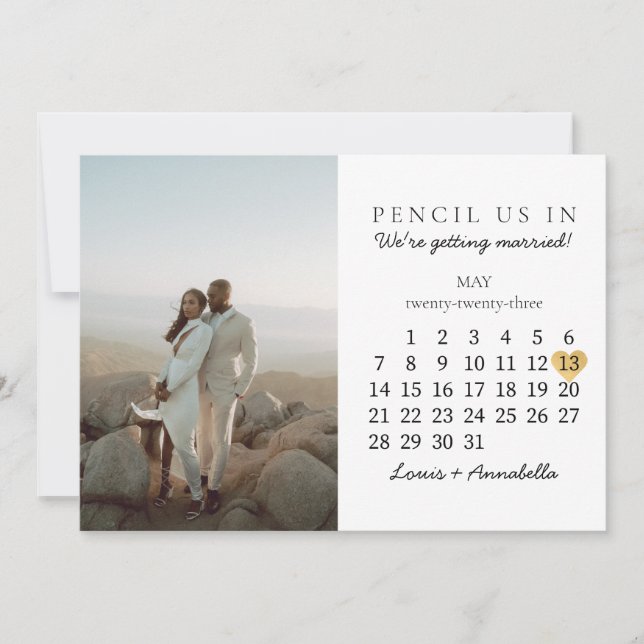 Save the Date Kalender Gold Herz Mai 2023 Monat Einladung (Vorderseite)