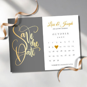 Save the Date Kalender Gold Liebe Herz Einladung