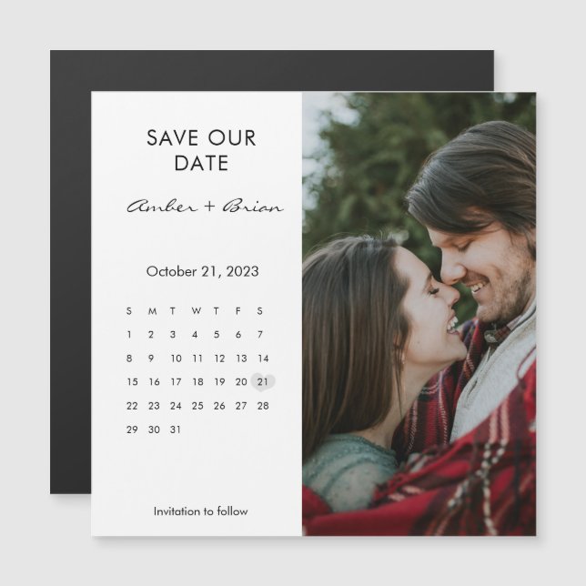 Save the Date Kalender Hochzeit Foto Magnet (Vorne/Hinten)