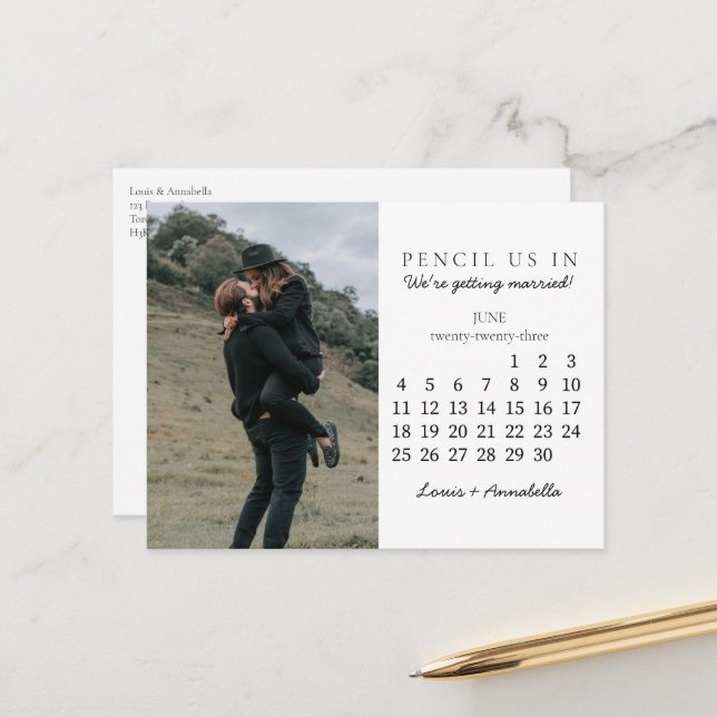 Save the Date Kalender Juni 2023 Monat Postkarte (Vorderseite/Rückseite Beispiel)