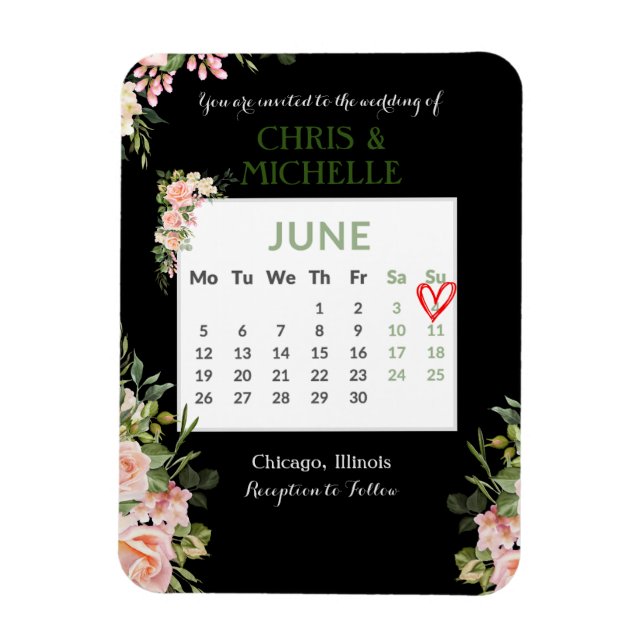 Save the Date Kalender Magnet Custom - Juni (Vertikal)