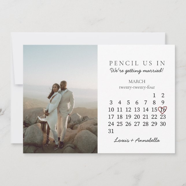 Save the Date Kalender Rose Herzstück Dezember 202 Einladung (Vorderseite)