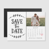 Save the Date Kalender Rustikal Gezeichnet Magnet