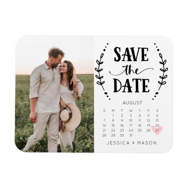 Save the Date Kalender Rustikales Land Magnet (Horizontal)