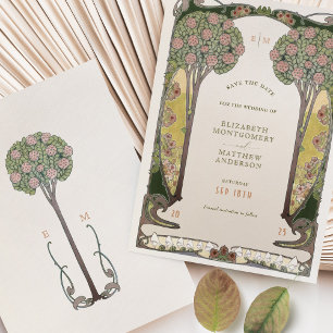 Save The Date Karte Belle Époque Liebe Bäume