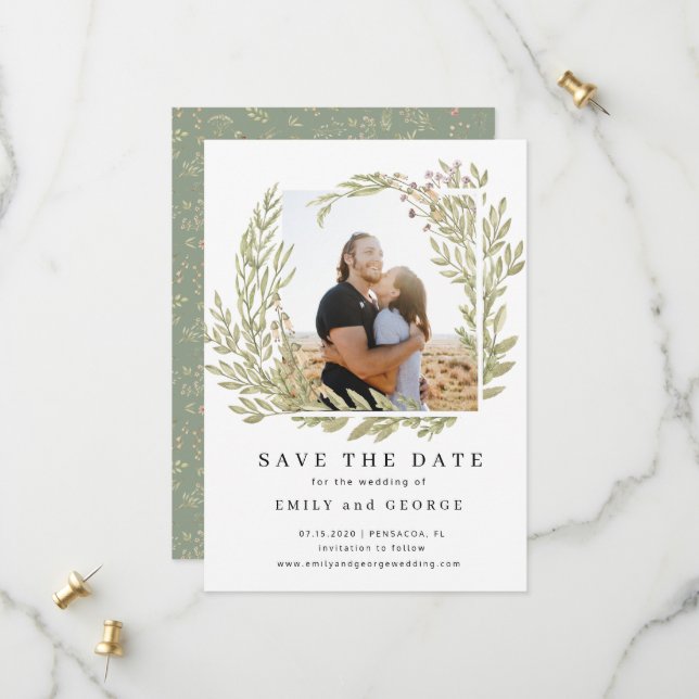 Save the Date-Karte des Magischen Fotos Forest Date (Vorderseite/Rückseite Beispiel)
