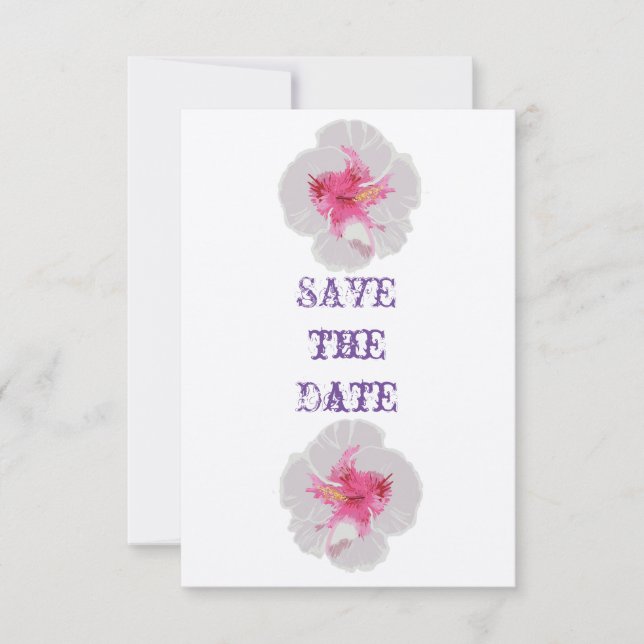 Save the Date Karte des weißen Hibiskus (Vorderseite)