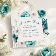 Save the Date-Karte für aquamarine und Off-White-W