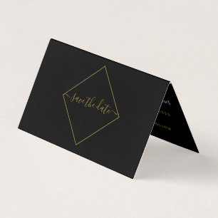Save the Date-Karte für das Black & Gold Diamond F Visitenkarten