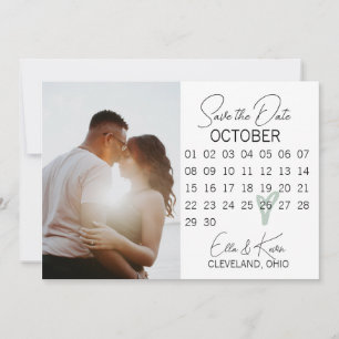 Save the Date-Karte für das moderne Magengrüne Her Date