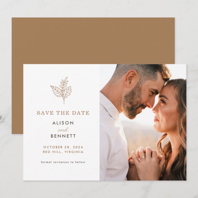 Save the Date-Karte für die Herbstsprier Hochzeit  Date (Vorne/Hinten)