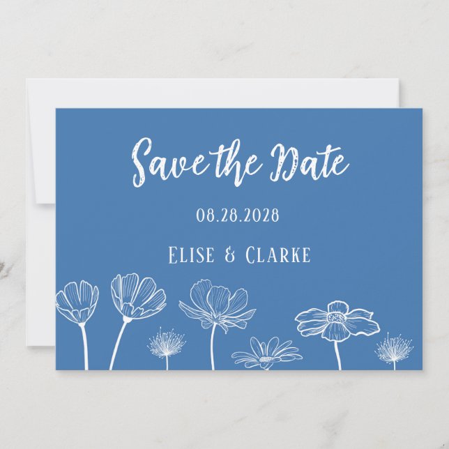 Save the Date-Karte für dunkelblaue und weiße Wild Einladung (Vorderseite)