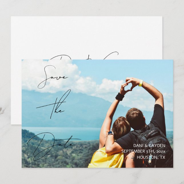 Save the Date-Karte für lässig-Chic-Handschrift Einladung (Vorne/Hinten)