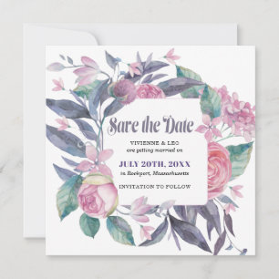 Save the Date-Karte für lila rosa Foto Date