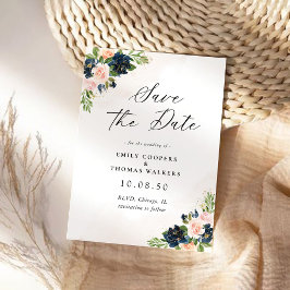 Save the Date-Karte für Navy & Blush Pink Save The Date