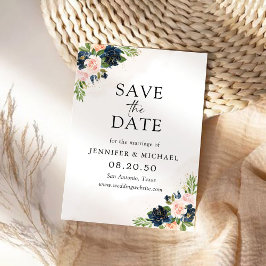 Save the Date-Karte für Navy & Blush Pink Save The Date