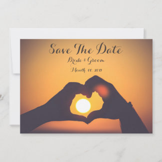 Save the Date Karte, Hände des Geliebten, Sonnenun Einladung