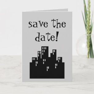 Save the Date! Karte mit City Skyline