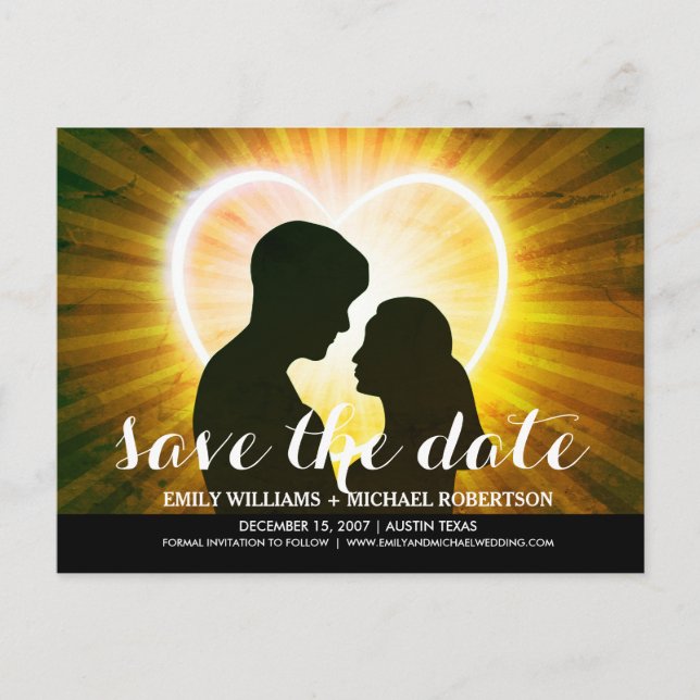 Save the Date Karte mit romantischem Paar (Vorderseite)