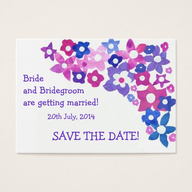 "Save the Date" Karte, Rosa und Blau (Vorderseite)