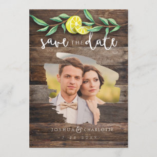 SAVE THE DATE KARTE   Rustic Wood Lemon Wedding