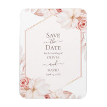 Save the Date Karte von Boho White und Pink Roses