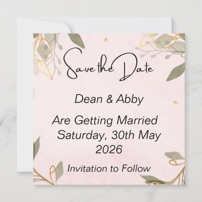 Save The Date Karten mit rosa Hintergrund (Vorderseite)