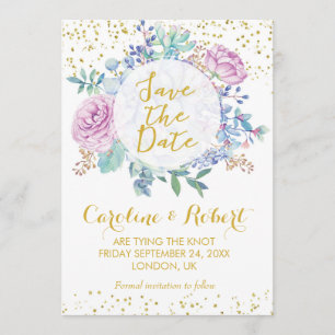 Save the Date KartengoldGlitter Blumensucculents