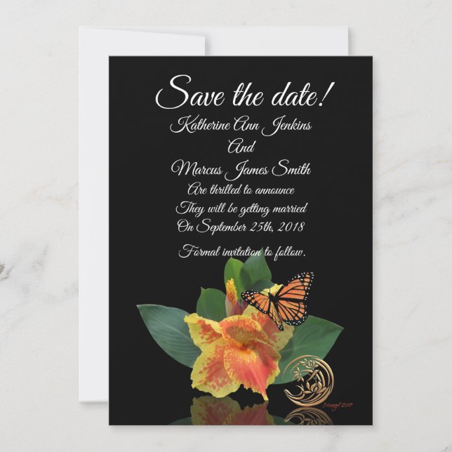 Save the Date Kartenlilie und Schmetterling Einladung (Vorderseite)
