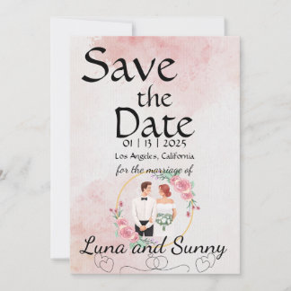 Save the Date Kartenvorlage Peach & Minze Grün Einladung
