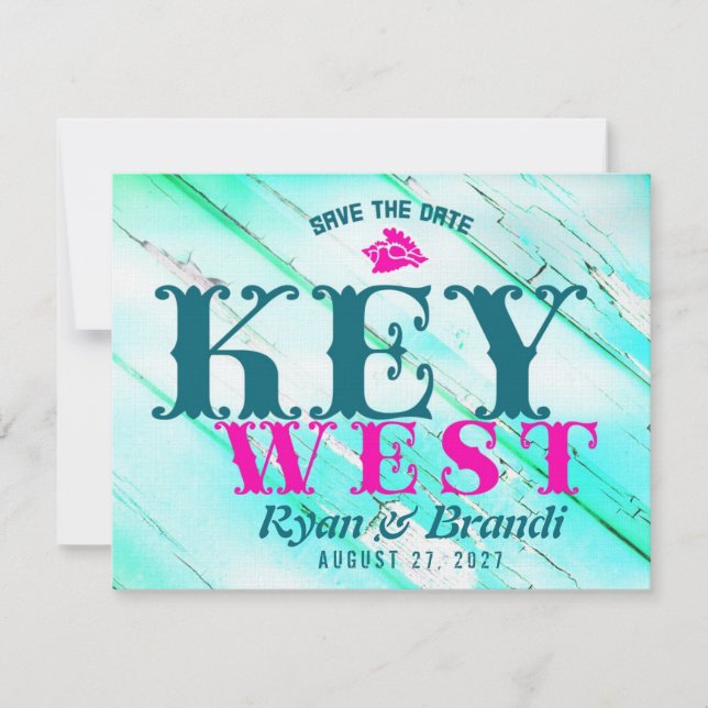 Save The Date KEY WEST Wood Enregistrer La Date (Devant)