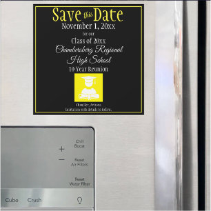 Save the Date Klasse Wiedersehen Yellow Black Magn Magnetkarte