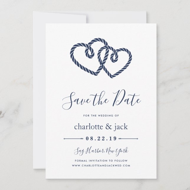Save the Date Knotted Hearts (Vorderseite)