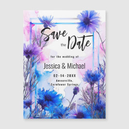 💍 Save the Date Kornblumen und Lavender Elegance Magneteinladung