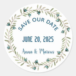 Save the Date Kranz Runder Aufkleber