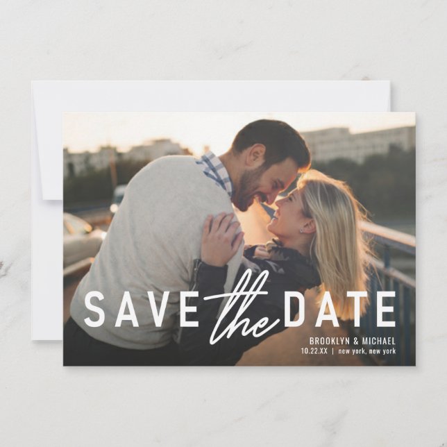 Save the Date kühne Erklärung Hochzeitsankündigung Einladung (Vorderseite)